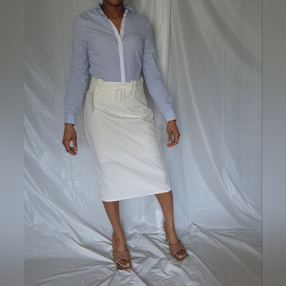 Blue & White Pinstripe Button-Down Shirt